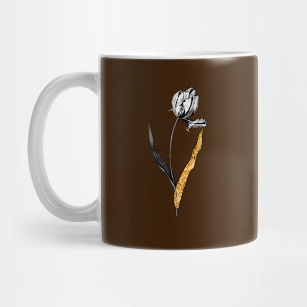 Black and Gold Leaf - Didier's Tulip - Vintage Botanical by Holy Rock Design